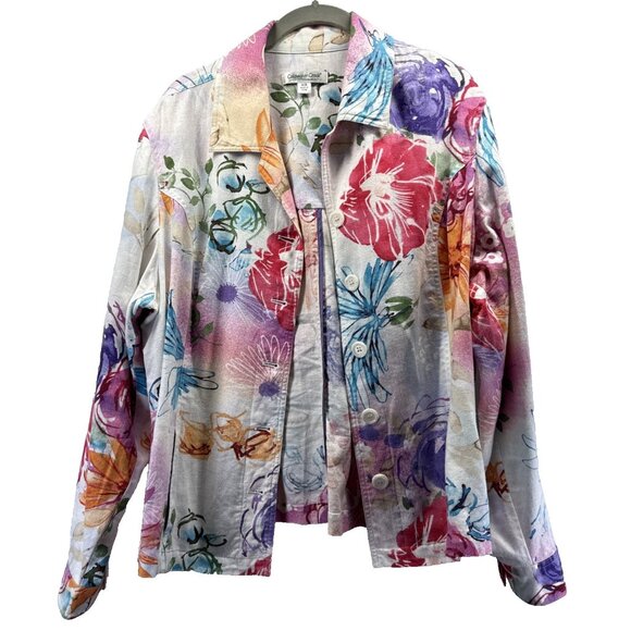 Coldwater Creek Multicolor Floral Jean Linen Jacket - Picture 2 of 12